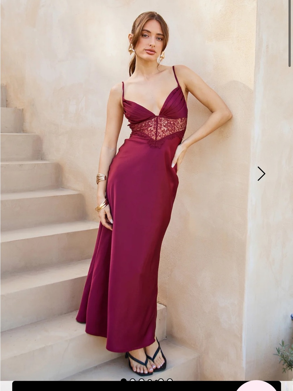 LOVERS ENGAGEMENT SILK MAXI DRESS BURGUNDY SIZE MEDIUM HELLO MOLLY